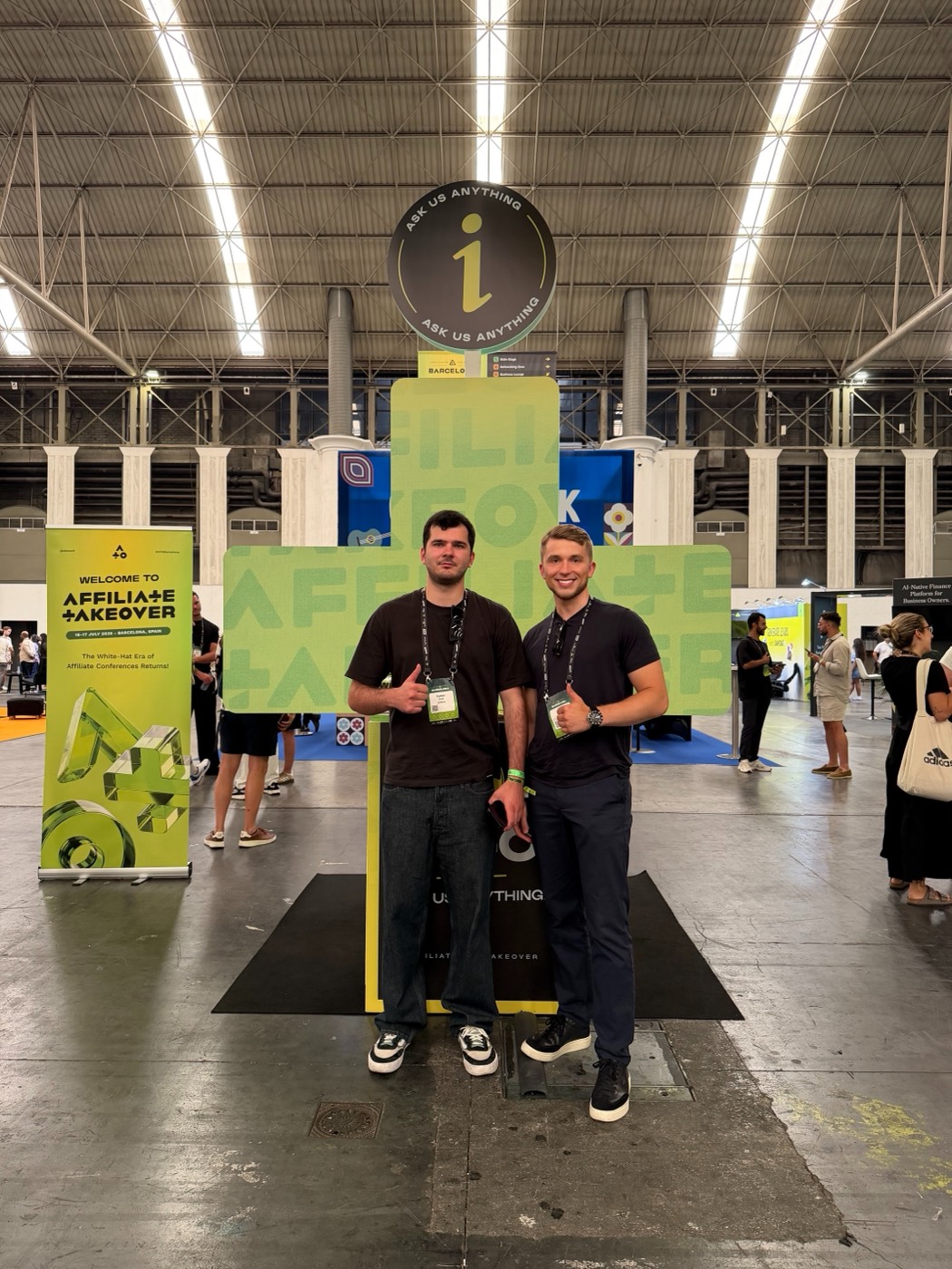 Elibrium team at the Affiliate Takeover Summit entrance in Barcelona